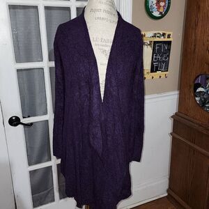 Barefoot‎ Dreams Womens Purple Bamboo CozyChic Lite Island Wrap Cardigan S/M